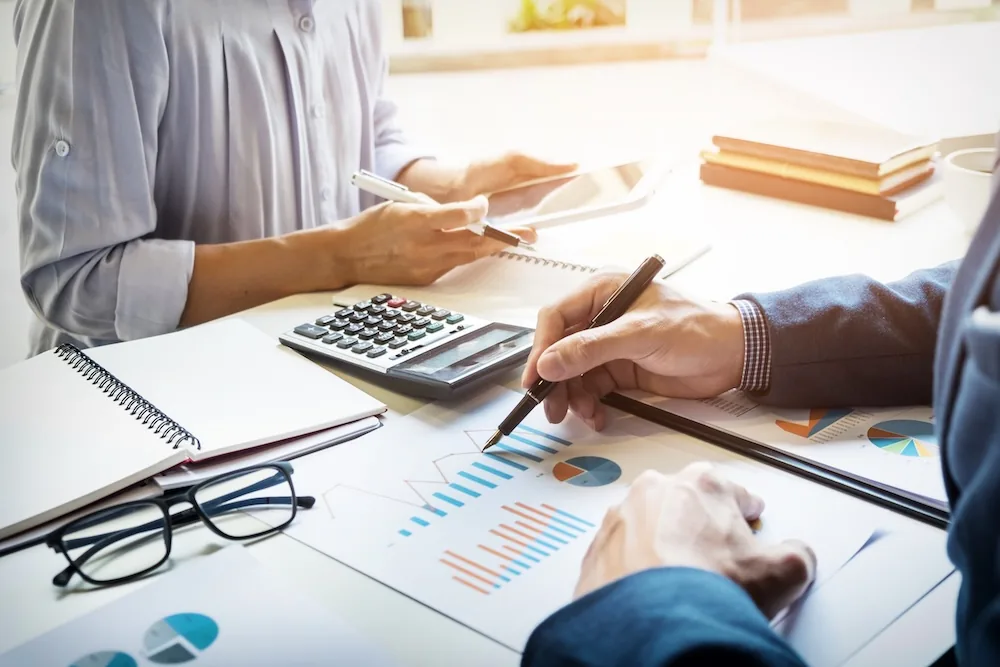Accounts and financial reports on a consultant’s desk